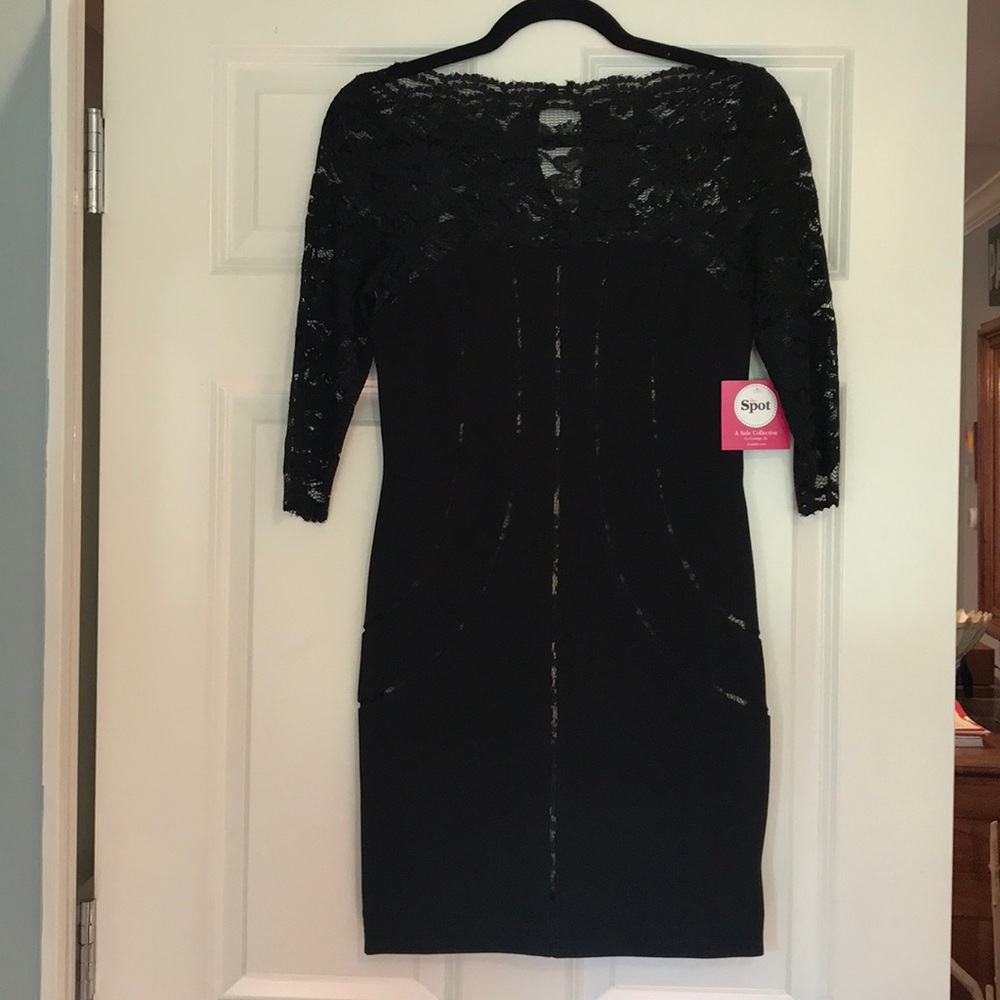 Black Lace Long Sleeve Formal Dress